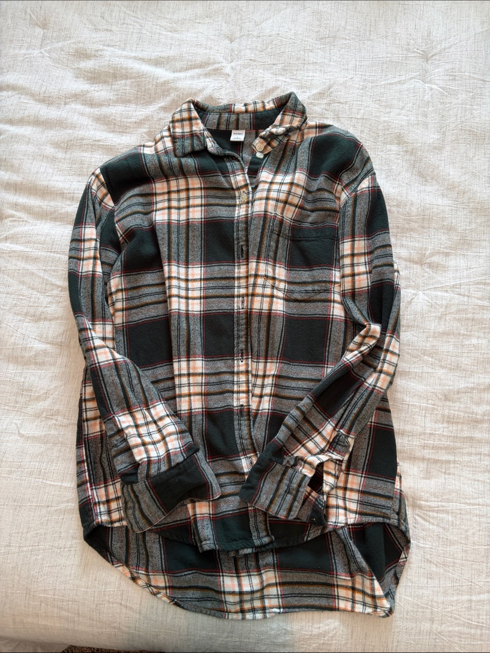 Womens Dark Green Plaid Button-Up Shirt